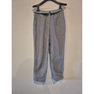 Altar'd State Women's Striped High Waist‎ Cropped Pajama Pants Size S Grey White